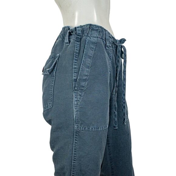 AMO size 26 Navy Twist Drawstring Pants ankle slip crop linen cotton - Picture 9 of 10